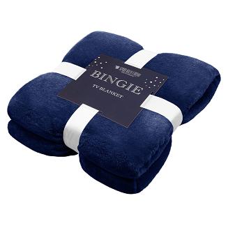 Koc narzuta BINGIE 150x180 granatowy z rękawami TV