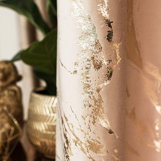 Zasłona gotowa na taśmie MARMA 140x250 jasnobeżowa ze złotym nadrukiem