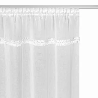 Firana gotowa na taśmie BOHO 300x270 biała z koronką