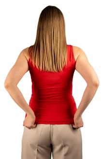 Elegancka bluzka damska top bez rękawów MARIAH z tiulowym dekoltem czerwona