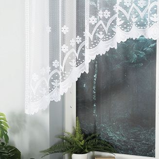 Firanka żakardowa gotowa na żabki FLORENTYNA 330x120 biała