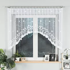 Firanka żakardowa gotowa na żabki FLORENTYNA 330x120 biała