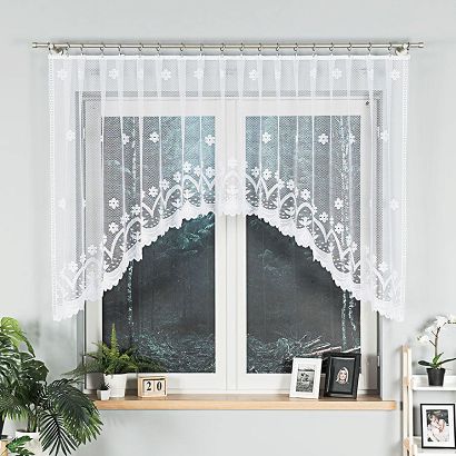 Firanka żakardowa gotowa na żabki FLORENTYNA 330x120 biała