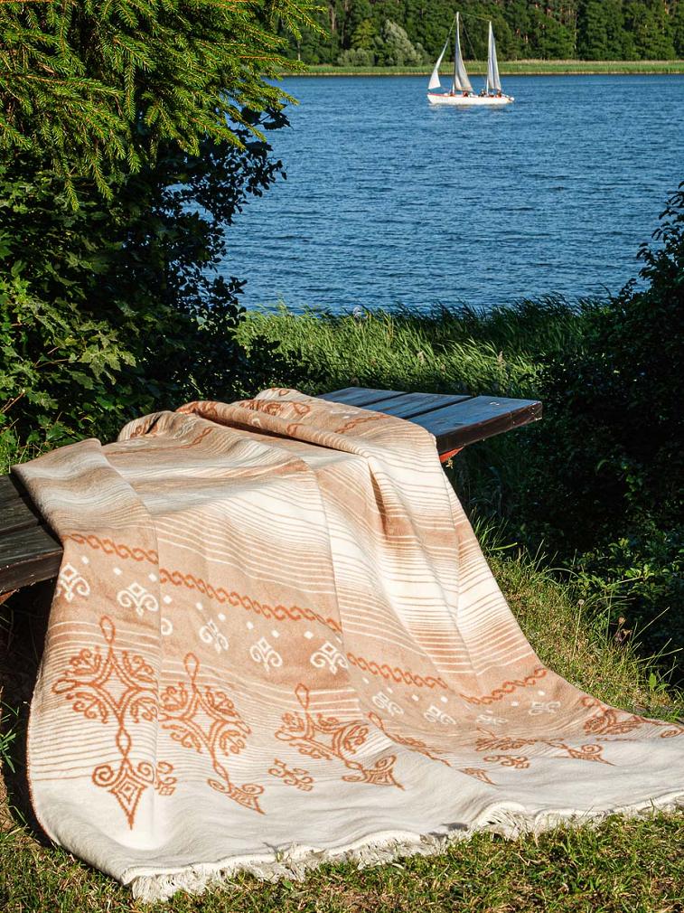 Koc bawełniano-akrylowy 150x200 wzór 0597-1 beżowy folklor