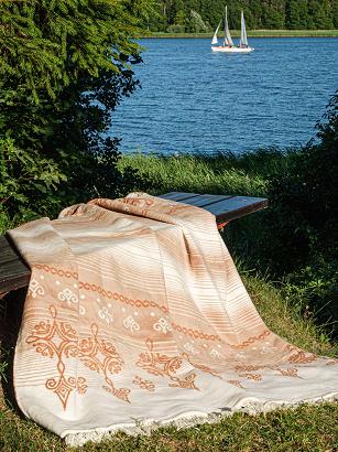 Koc bawełniano-akrylowy 150x200 wzór 0597-1 beżowy folklor