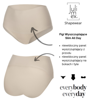 Figi damskie bezszwowe modelujące z wysokim stanem SLIM ALL DAY Julimex 571 naturalne