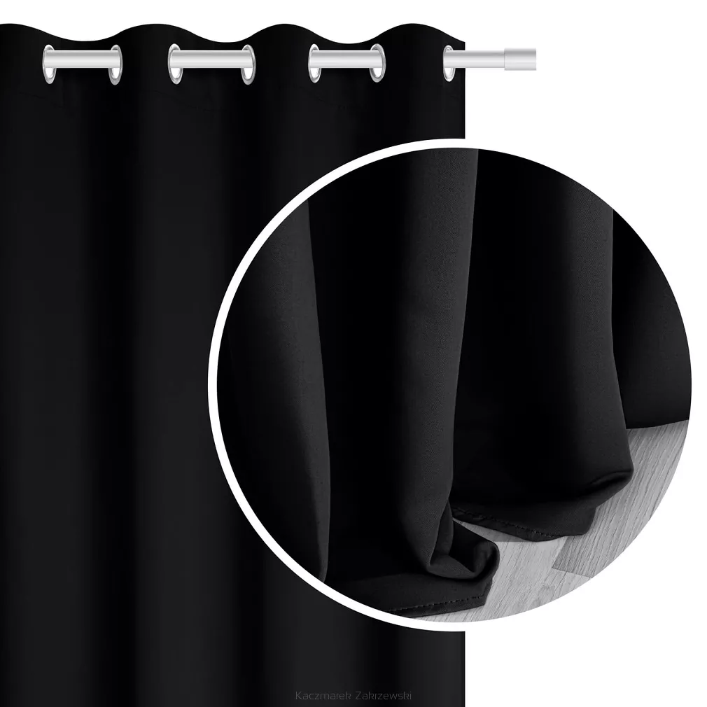 czarna zasłona zaciemniająca blackout 140x250 hold