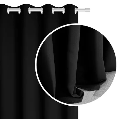 Zasłona gotowa na przelotkach HOLD 140x250 zaciemniająca blackout czarna