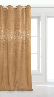 Musztardowa Zasłona Welurowa Z Kryształkami 140x250 Shiny