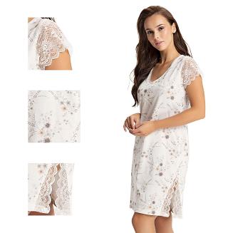 Koszula damska LUNA kod 107 morelowa z koronką