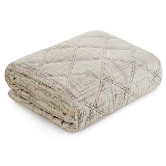 Narzuta dekoracyjna BLINK6 170x210 kremowa welwetowa pikowana błyszczący nadruk