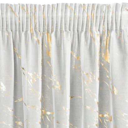 Firana gotowa na taśmie MOLLY1 140x270 Eurofirany biała szampański błyszczący nadruk
