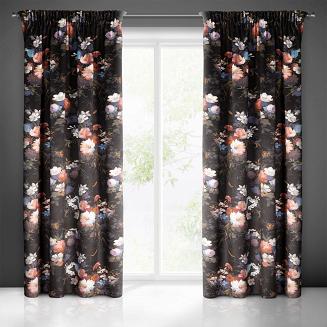 Zasłona gotowa na taśmie KAREN 140x270 Eurofirany czarny/różowy