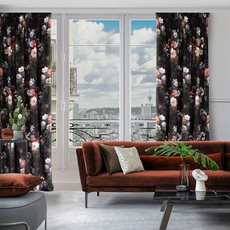 Zasłona gotowa na taśmie KAREN 140x270 Eurofirany czarny/różowy