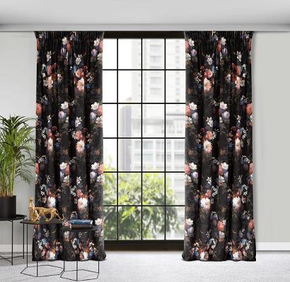 Zasłona gotowa na taśmie KAREN 140x270 Eurofirany czarno/różowa