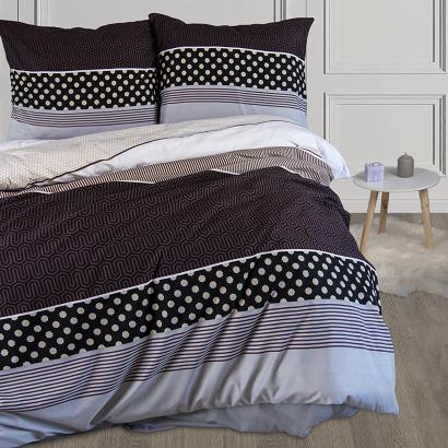 Pościel mikrofibra Eifel 160x200 szara czarna geometria