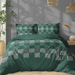 Pościel bawełniana 180x200 Detexpol zielona szachownica
