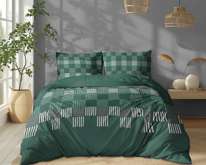 Pościel bawełniana 180x200 Detexpol zielona szachownica