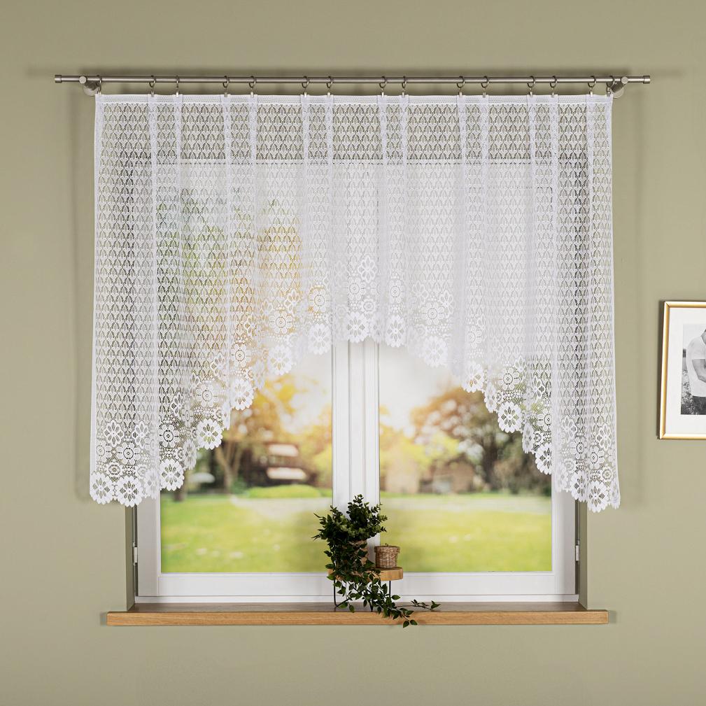 Firanka żakardowa gotowa na żabki FAUSTYNA 250x120 biała