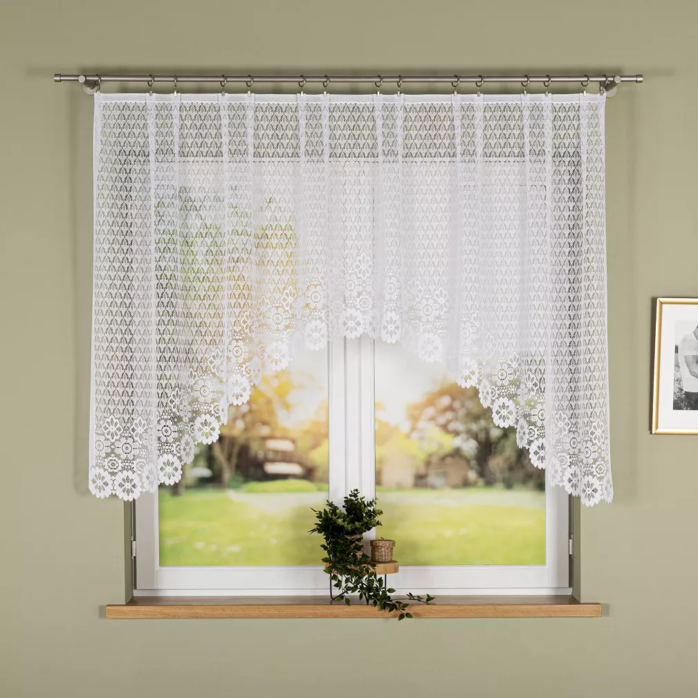 Firanka żakardowa gotowa na żabki FAUSTYNA 250x120 biała
