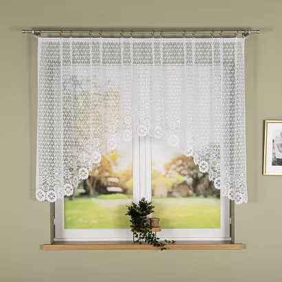 Firanka żakardowa gotowa na żabki FAUSTYNA 250x120 biała