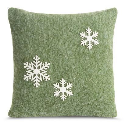 Poszewka dekoracyjna świąteczna 40x40 Eurofirany zielona z filcu aplikacja śnieżynek