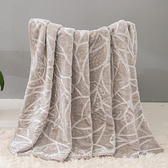 Koc akrylowy na fotel tłoczony LIV 80x160 gruby ciepły taupe