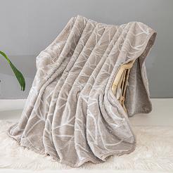 Koc akrylowy na fotel tłoczony LIV 80x160 gruby ciepły taupe