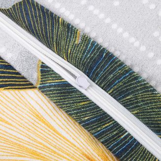 Pościel flanelowa FLANELOVE 160x200 liście miłorzębu na jasnoszarym tle