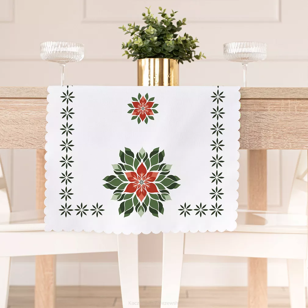 FOLK GWIAZDA BETLEJEMSKA Bieżnik NINA WODOODPORNA 38x140cm kolor 001 biały PBN341/KSP/C01/038140/1