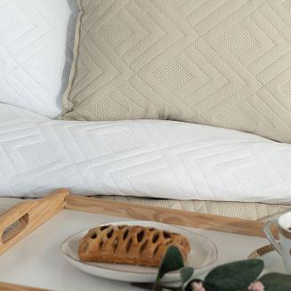 Narzuta dekoracyjna AVILA 220x240 pikowana wzór geomatryczny biała