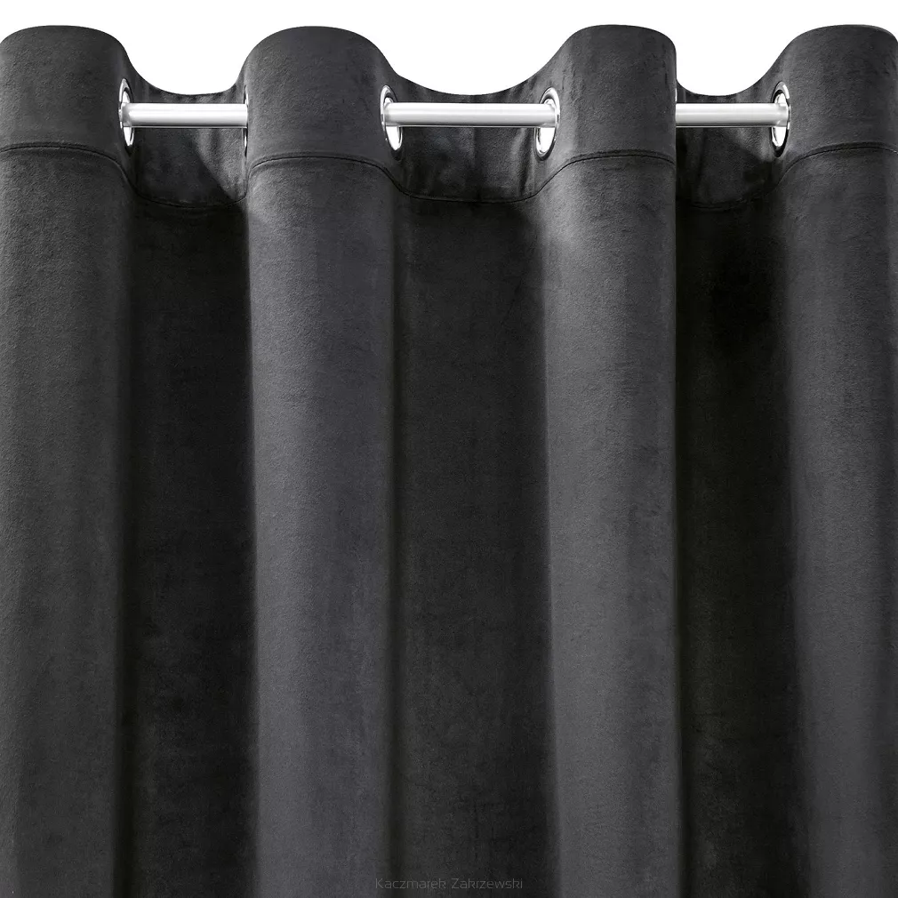 Zasłona gotowa na przelotkach ROSA 140x250 Design91 czarny