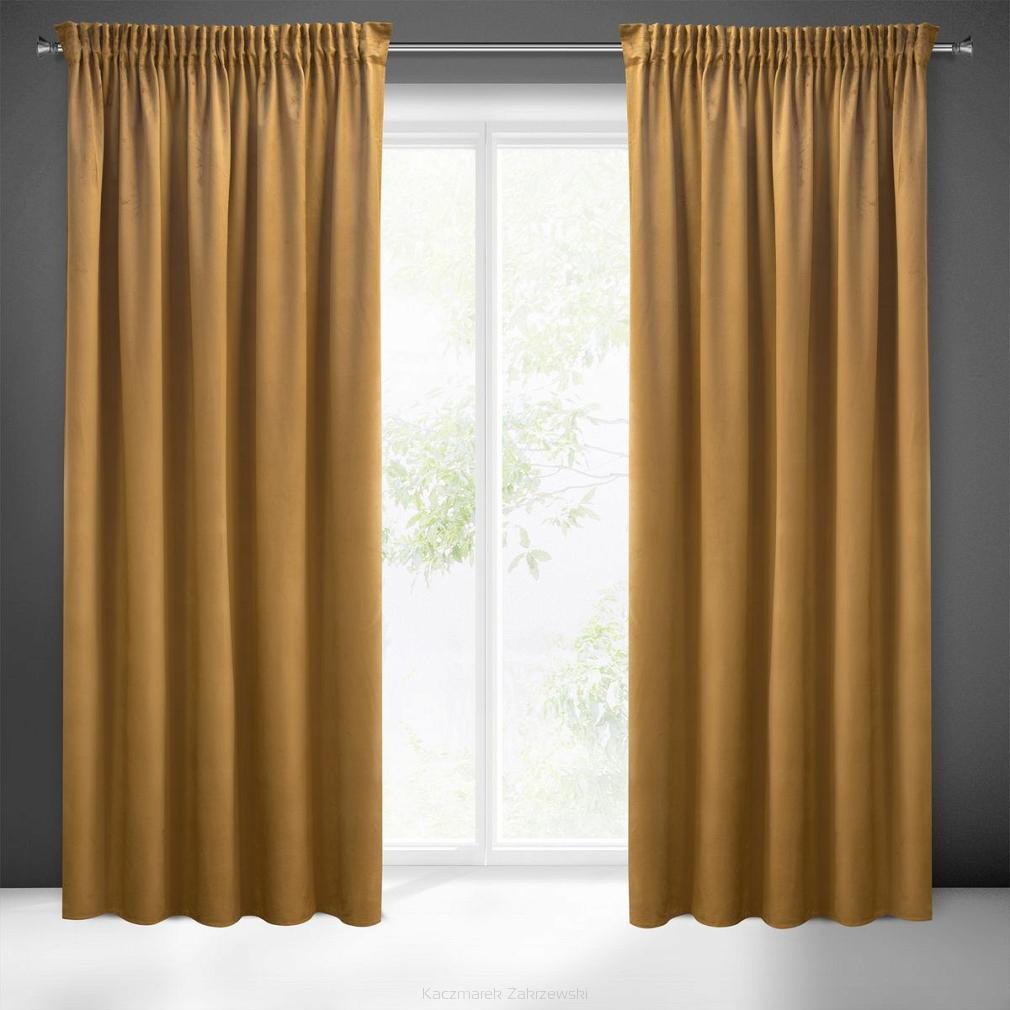 Zasłona gotowa na taśmie SIBEL 140x270 Eurofirany miodowa