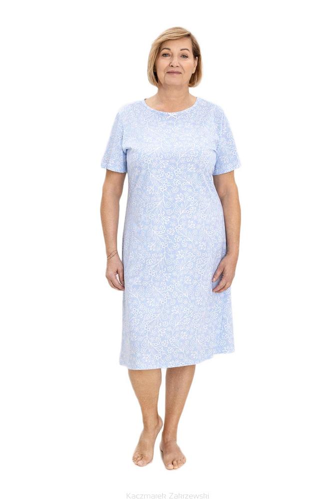 Koszula damska REGINA kod 169 niebieska kwiatowy ornament