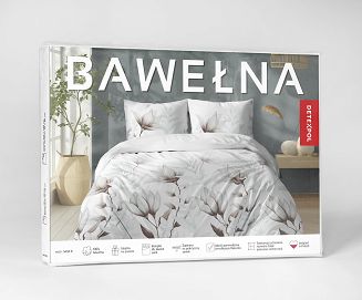 Pościel bawełniana 160x200 Detexpol biała miętowa brązowa w lilie i trawy