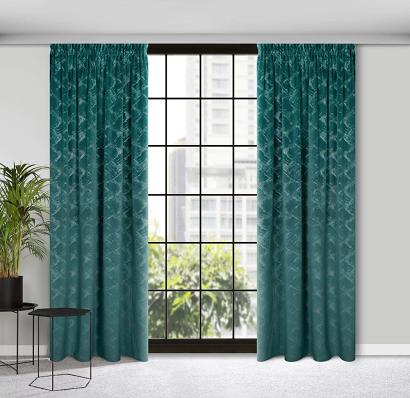 Zasłona gotowa na taśmie ADRIA 140x270 Eurofirany ciemnoturkusowo/szampańska