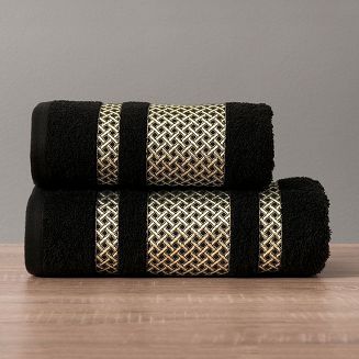 Ręcznik bawełniany LIONEL 70x140 czarny ze złotą bordiurą