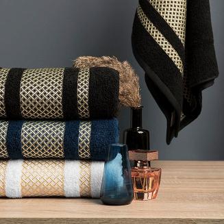 Ręcznik bawełniany LIONEL 70x140 czarny ze złotą bordiurą