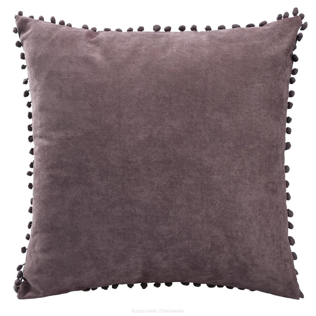 Poszewka dekoracyjna PONPON 45x45 Darymex zamszowa z pomponami szara