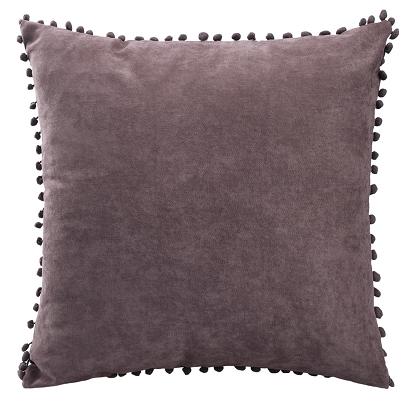 Poszewka dekoracyjna PONPON 45x45 Darymex zamszowa z pomponami szara