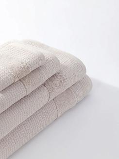 Ręcznik bawełniany wafel Checky 30x30 kaszmirowy z ozdobną bordiurą