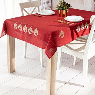 BŁYSZCZĄCY RENIFER Obrus z haftem szer.120cm x wys.160cm kolor 003 czerwony 295157/KSP/L03/120160/1