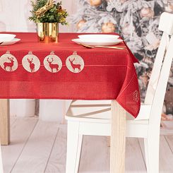 BŁYSZCZĄCY RENIFER Obrus z haftem szer.120cm x wys.160cm kolor 003 czerwony 295157/KSP/L03/120160/1