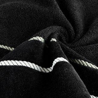 Ręcznik bawełniany z welurową bordiurą w ozdobne paseczki NEL 50x90 Eurofirany czarny