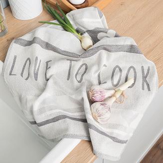 Ścierka kuchenna bawełna egipska COOK 50x70 serduszka szara