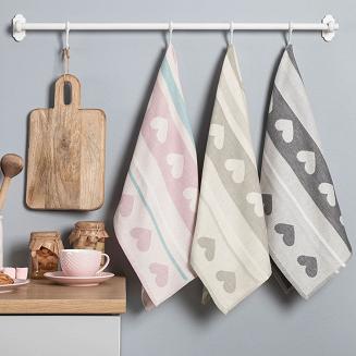 Ścierka kuchenna bawełna egipska COOK 50x70 serduszka szara