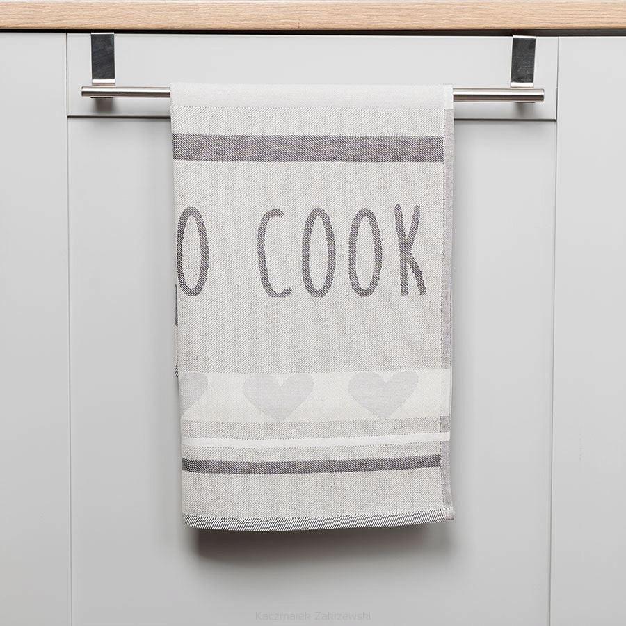 Ścierka kuchenna bawełna egipska COOK 50x70 serduszka szara