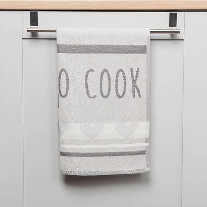 Ścierka kuchenna bawełna egipska COOK 50x70 serduszka szara