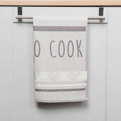 Ścierka kuchenna bawełna egipska COOK 50x70 serduszka szara