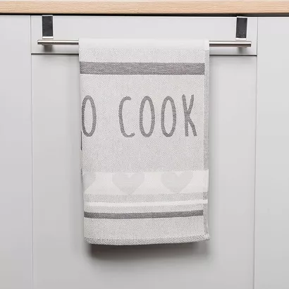 Ścierka kuchenna bawełna egipska COOK 50x70 serduszka szara